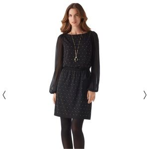 WHBM Black Dress with Gold Accents size 8